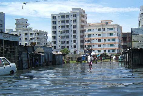 flooded street in Bangladesh